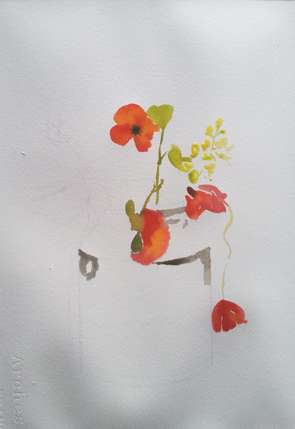 Putting in the contasting color and estimating where everything can build onto it.