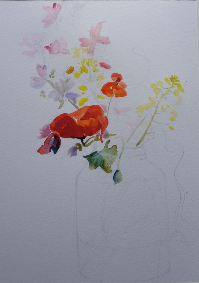 Red Poppies and Wild Flowers