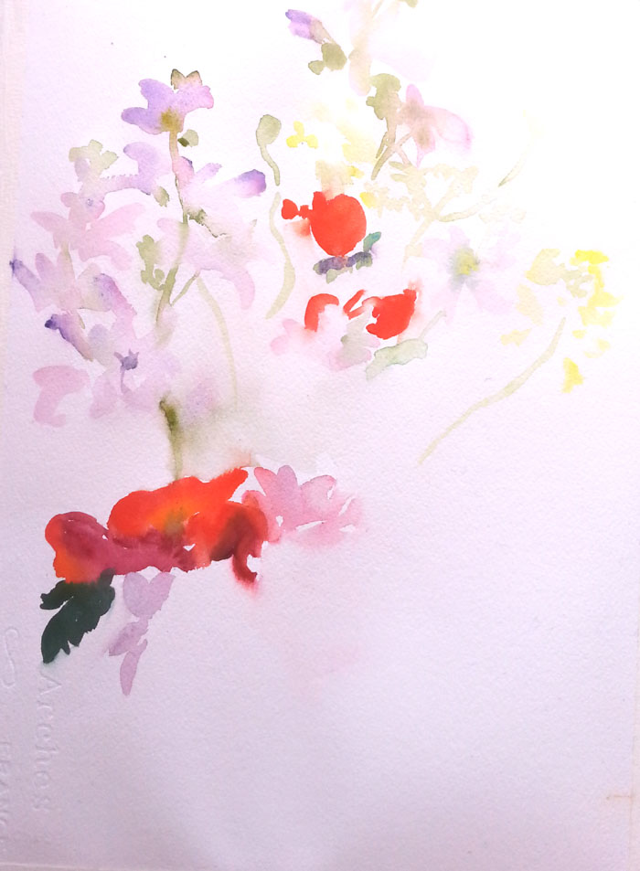 Poppies with Violet and Yellow Flowers April 2015