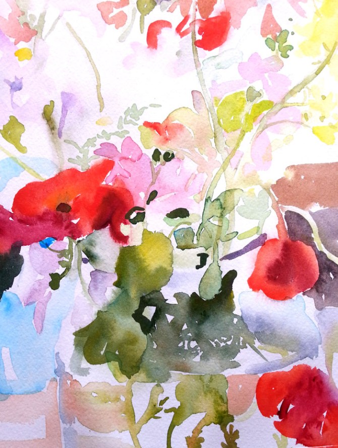 Poppies with Violet and Yellow Flowers April 2015