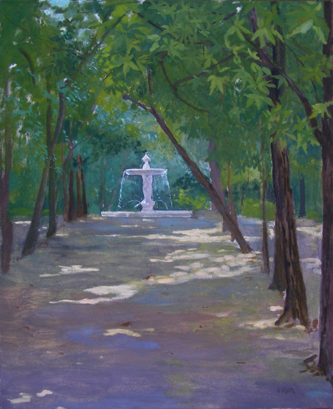 I'm keeping this painting because I was with my family and I remember my son running around playing on the left side of the picture plane when he was little.