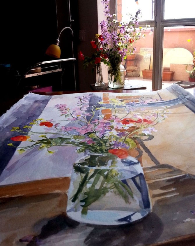 Painting in a horizontal positiion