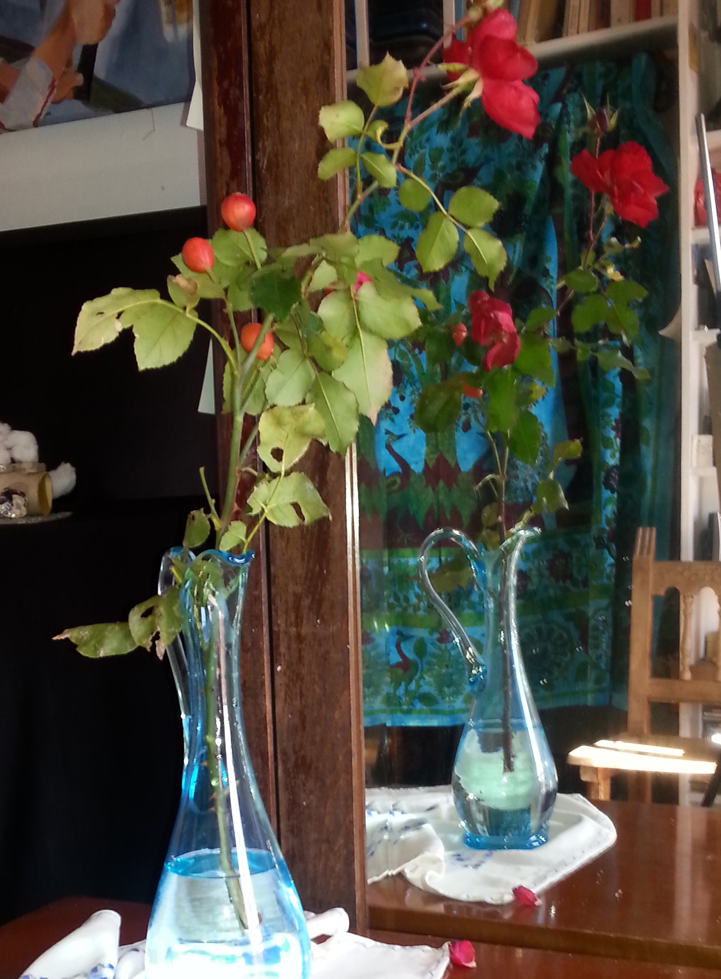Model for Red Roses in Blue Vase 2015