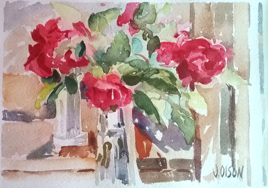 Red Roses in Glass Vase 2015