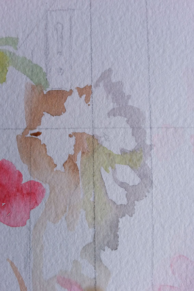 Paint around the white blossoms without penciling them in for looseness