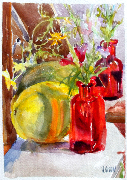 California Wild Flowers in Red Bottle with Melon Summer 2016