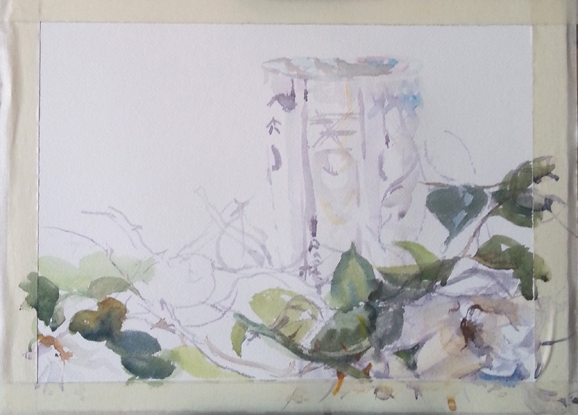 White Rose with Crystal Vase