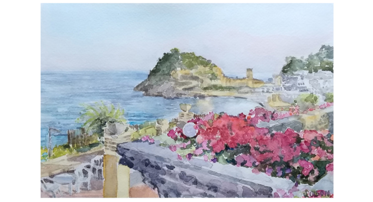 A view of The castle of Tossa de Mar  known as Vila Velha from an apartment.